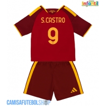 Camisa de time de futebol AS Roma Santiago Castro #9 Replicas 1º Equipamento Infantil 2026-27 Manga Curta (+ Calças curtas)